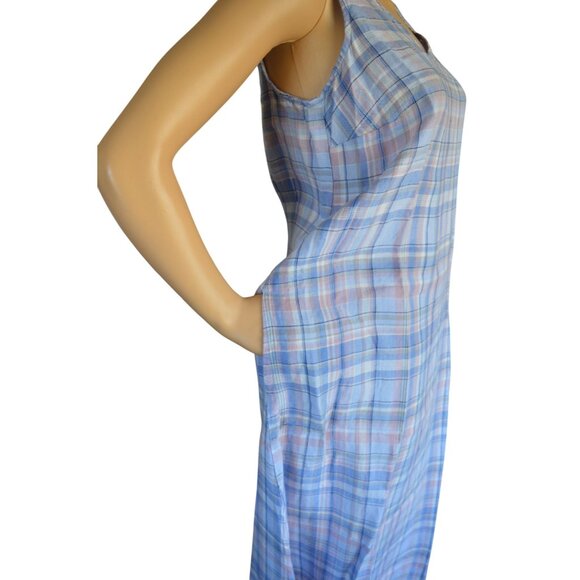 J. Jill Love Linen Size XS Maxi Dress Linen V Neck Pockets Pastel Plaid Cottage - Picture 5 of 9